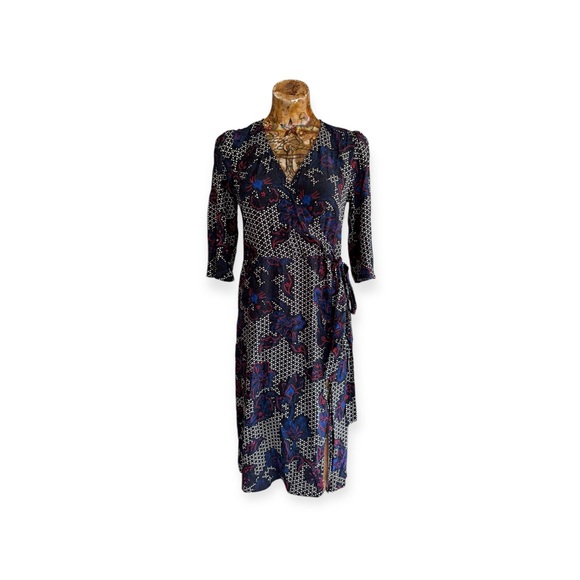 Sud Express Printed long patterned maxi dress small black red white blue - Picture 1 of 12